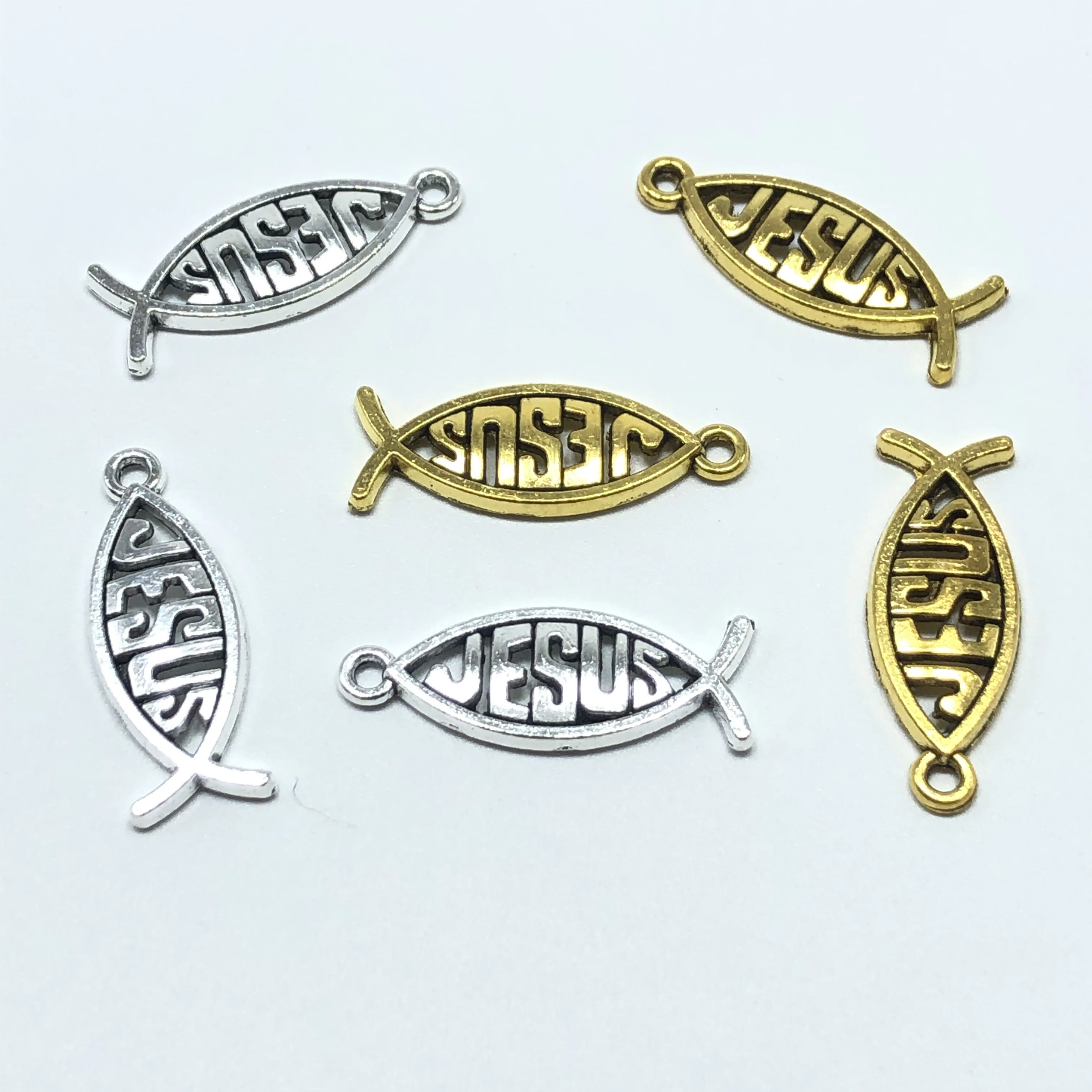 JunKang 15 шт. подвеска в виде Иисуса христианской рыбы сделай сам браслет ручной