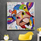 Современная Абстрактная Милая Забавная красочная голова коровы на холсте картина на стену художественные плакаты и печать животных Настенная картина для детской комнаты