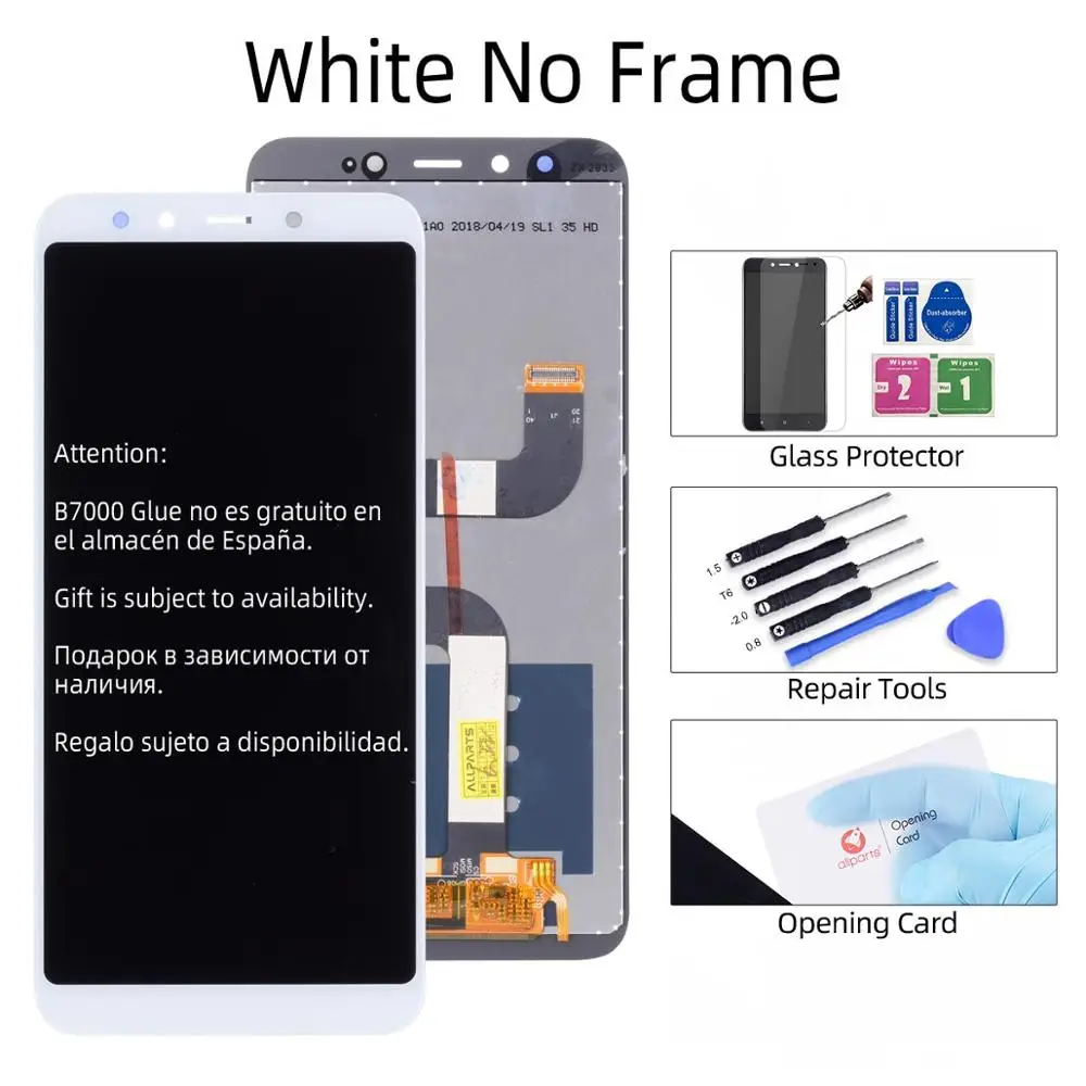 Дисплей для XIAOMI Mi A2 6X LCD в сборе с тачскрином на рамке 5.99'' черный белый - Цвет: No Frame White