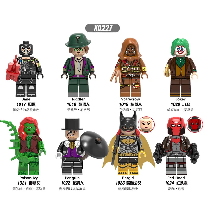 8Pcs/Set X0227 Avengers Super Heroes Scarecrow Joker Bane Riddler Bricks Figures For Children Collection Building Blocks Toys | Игрушки и