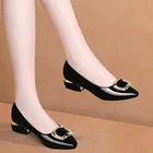 Женские туфли-лодочки на каблуке 3 см модельные туфли из лакированной кожи Офисная Женская обувь Туфли-лодочки на низком каблуке zapatos mujer весна-осень 8783N