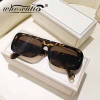 fashion retro rivets rectangle sunglasses women 2021 brand design vintage leopard square frame 90s cool sun glasses shades uv400