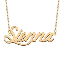 sienna name necklace for women stainless steel jewelry gold plated nameplate pendant femme mother girlfriend gift