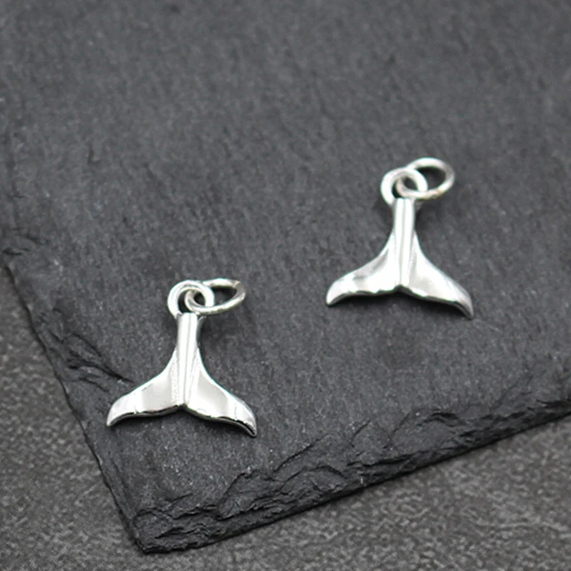 Real 925 Sterling Silver Small Pendant Charms Animal Whale Fish Tail Charm Mermaid Tails Bead Pendant For DIY Bracelet Necklace