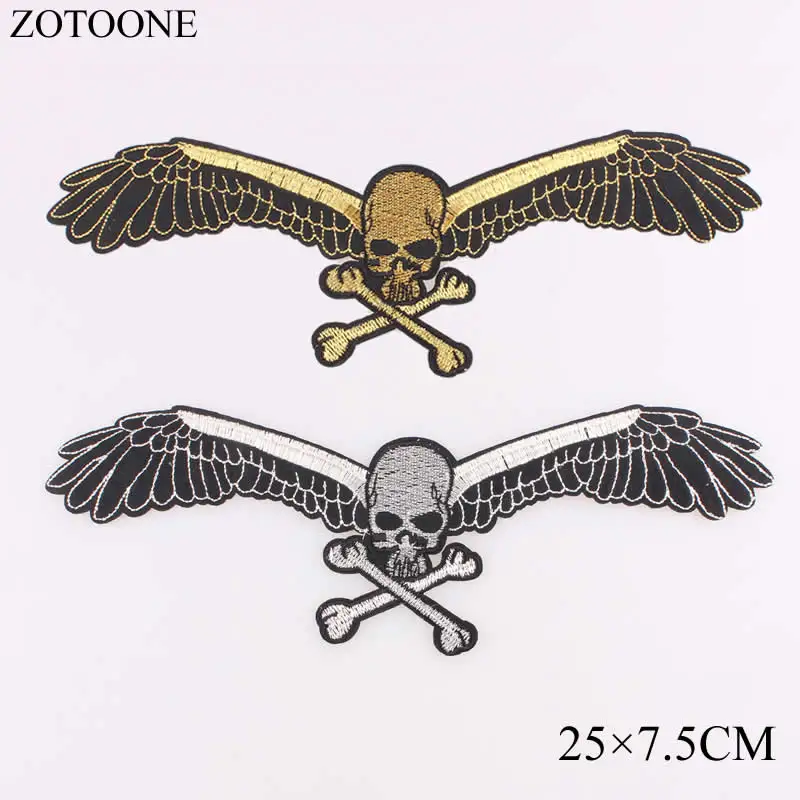 ZOTOONE 2 шт. новые большие панковские нашивки с черепом железные байкерские крылья