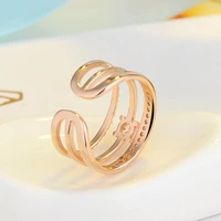 new style silver plated three layer simple rings for women inlay zircon adjustable finger ring women party nightclub jewelry
