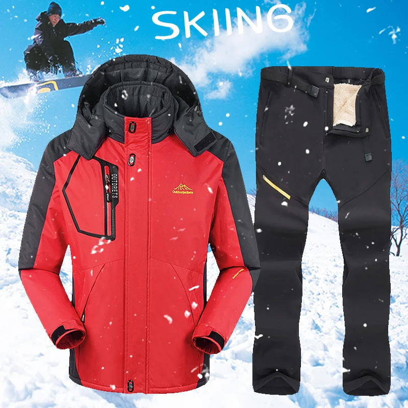 Hot Ski Equipment Ski Suit Men Winter Outdoor Windproof Waterproof Warm Snow Jacket Pants Skiing And Snowboarding Ski Jacket Men