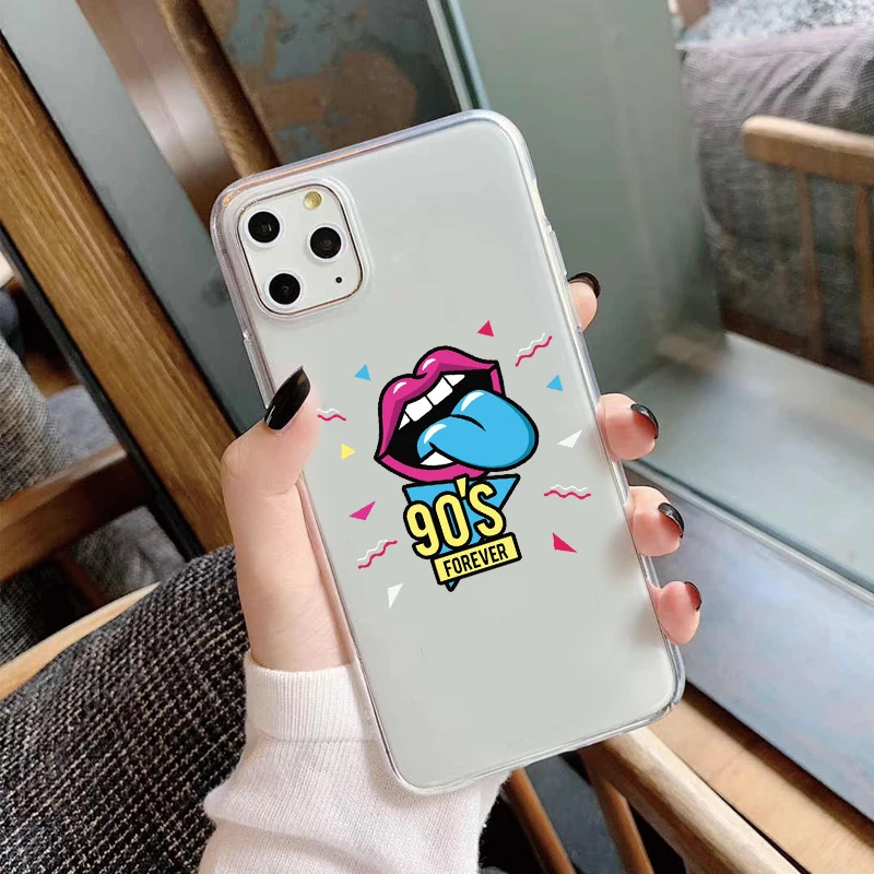 

Retro personality 90s Phone Case For iphone12Pro MAX 5S 11 Pro Max 6 s 7 8 plus XR XS Max Soft Silicone Transparent Back Cover