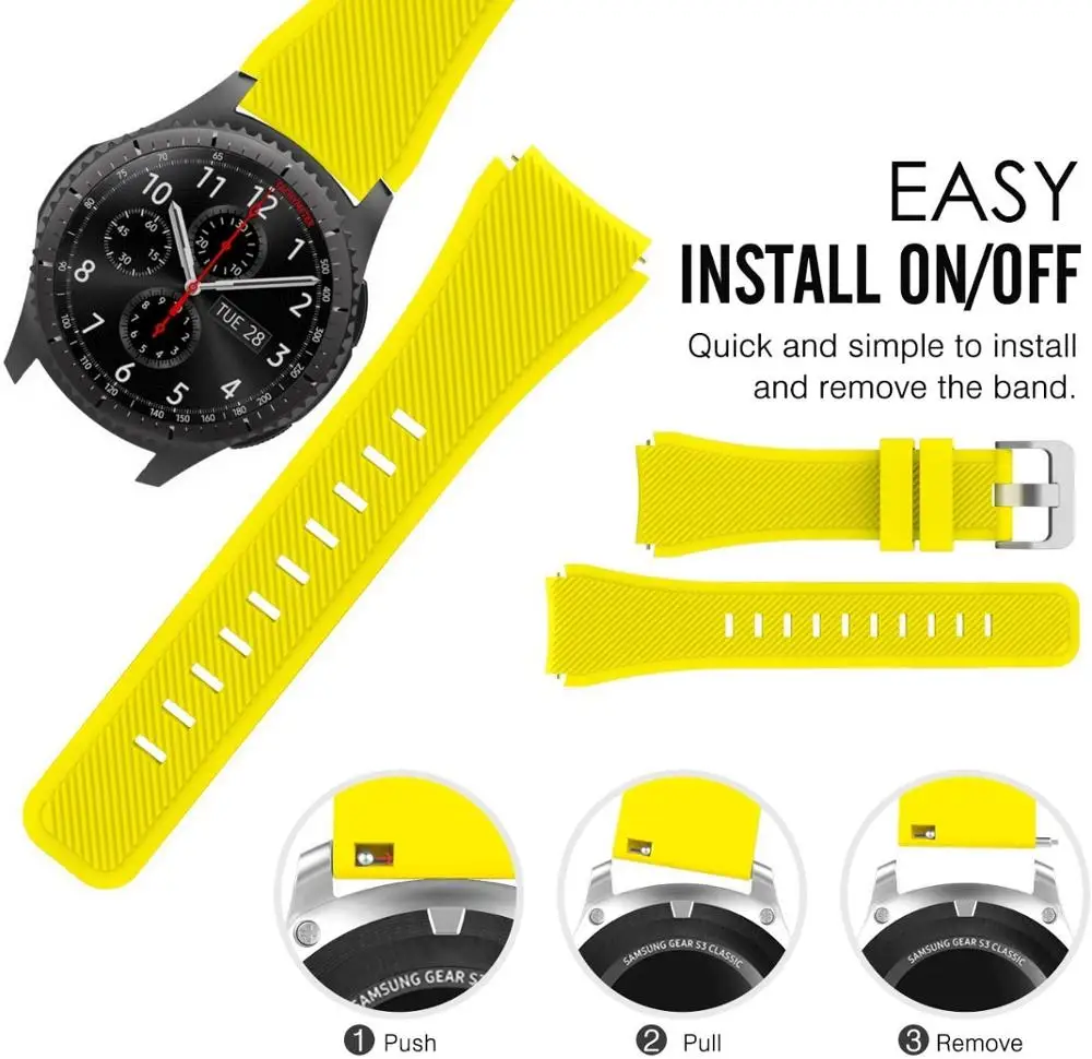 Фото Ремешок для часов Samsung galaxy Watch 4/Classic/active 2/3/Gear s3 силиконовый браслет huawei watch gt 2/2e/pro 46 мм №4