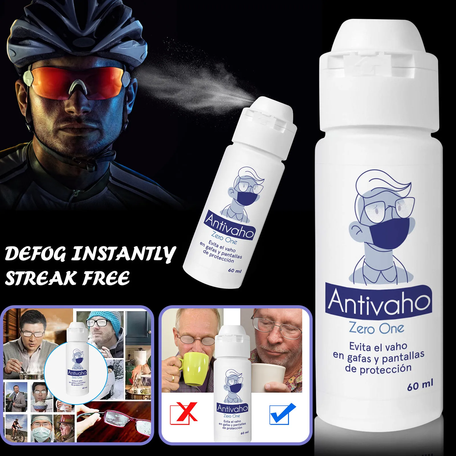 60 мл Анти туман спрей глаз Стекло объектив Предотвращение запотевания es