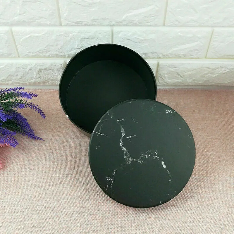 

3 Pcs Florist Flowers Gifts Box Marble Pattern Round Packing Case for Wedding Party HANW88
