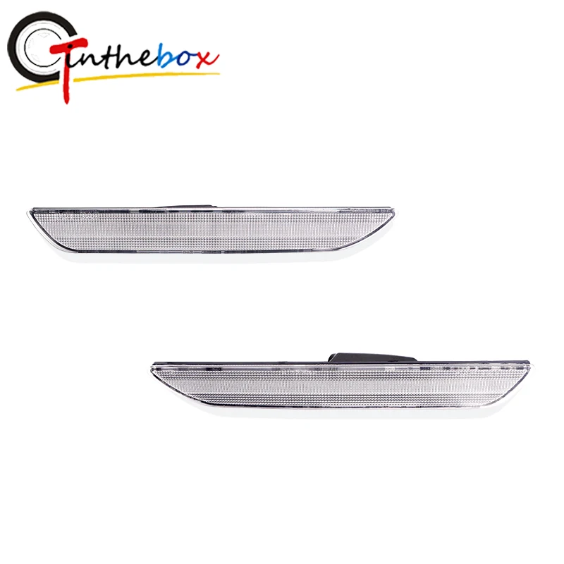 Gtinthebox 2PCS Smoked Black / Clear Lens Car Rear Bumper Reflector Side Marker Light Cover Housings For 2015-2018 Ford Mustang