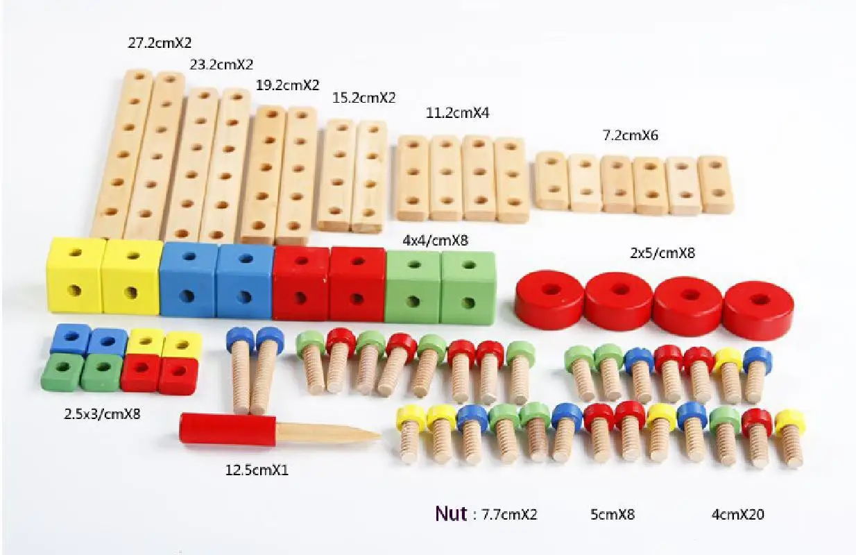 

Montessori Baby Kids Toys Wooden Model Building Kits Nut-combination Learning Educational Preschool Training Game Children Gift