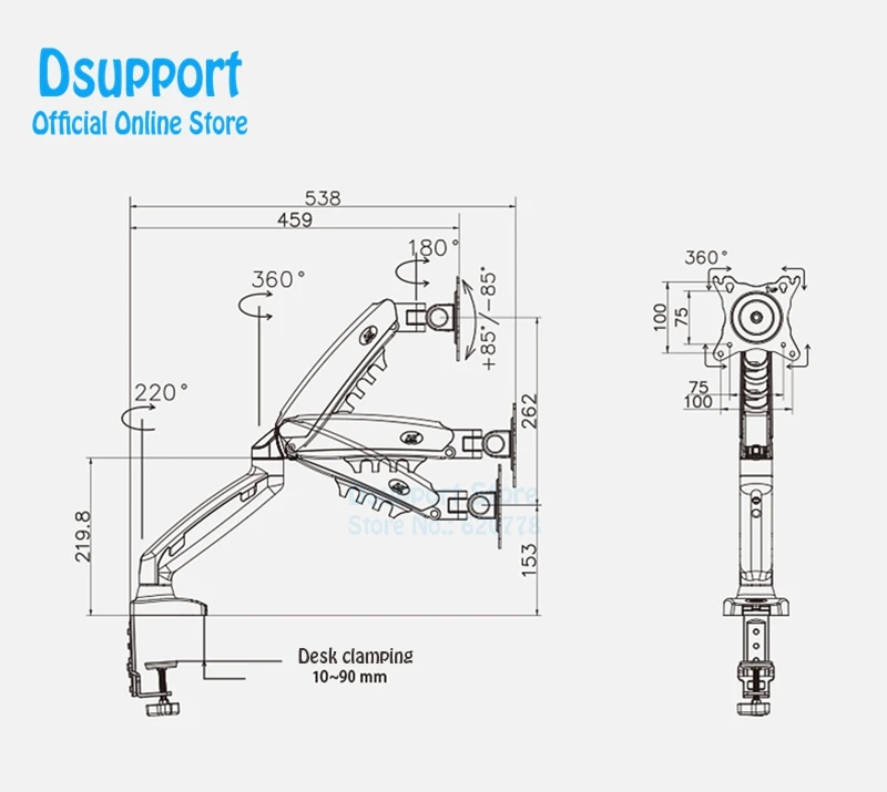 Новинка NB F80+ 2XUSB3. 0 настольная газовая пружина 17-2" ЖК-светодиодный держатель для монитора кронштейн полный движения Дисплей Стенд загрузка 2-9 кг