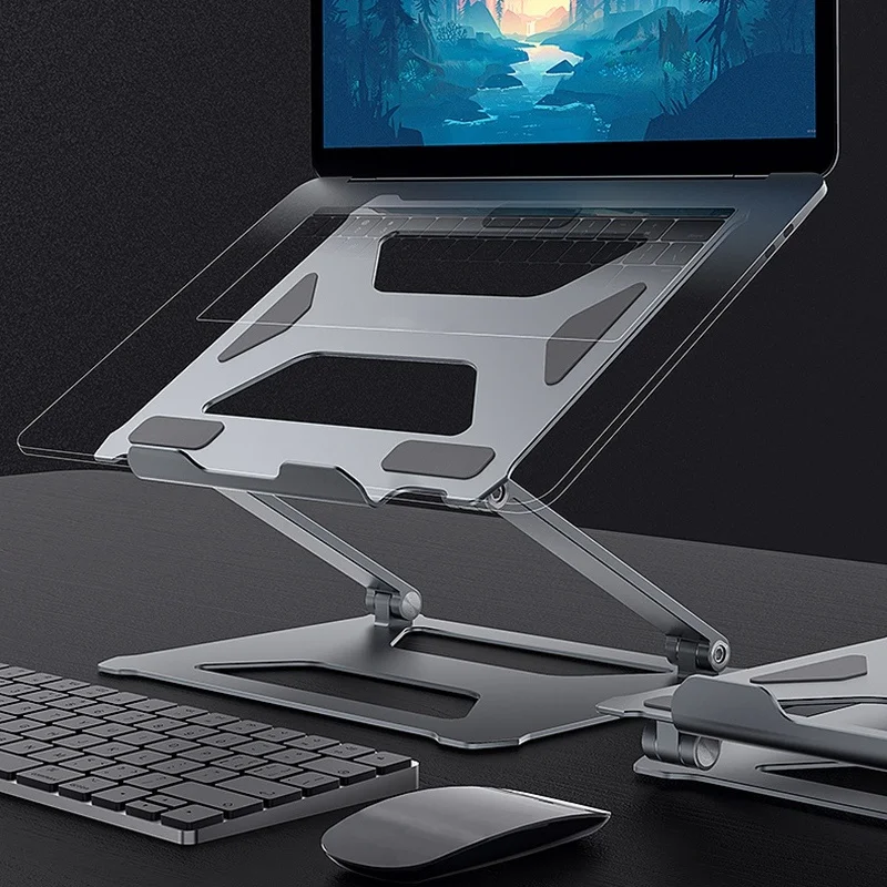 

Laptop Stand for MacBook Pro Air Notebook Aluminum Alloy Foldable Double Height Increase Laptop Stand Desktop Holder for PC