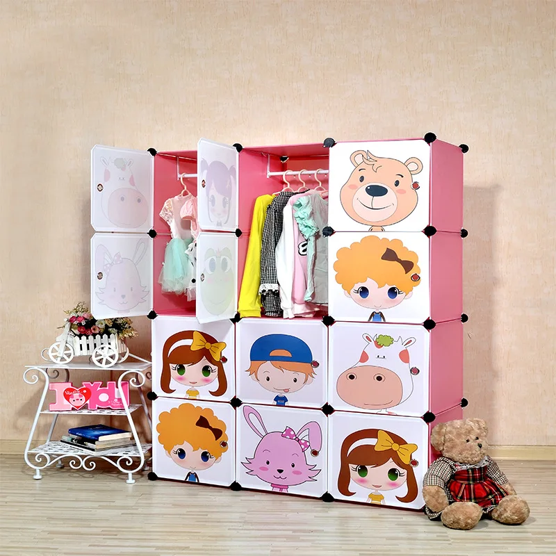 Детский простой комбинированный мультяшный гардероб пластиковый