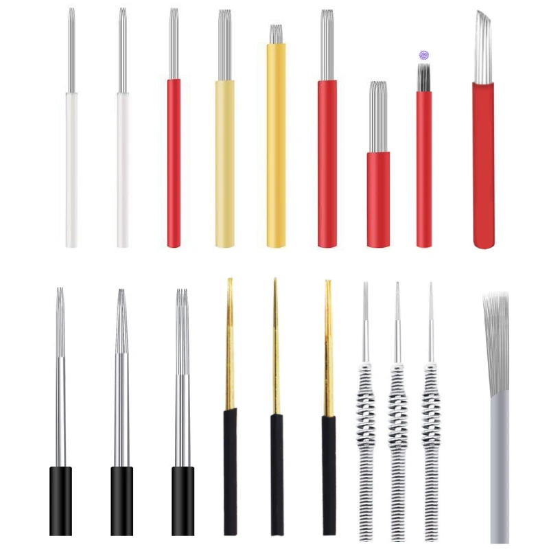 

50 шт., Круглые лезвия для татуажа бровей, 3/5/7/9/12/17/19/30/40