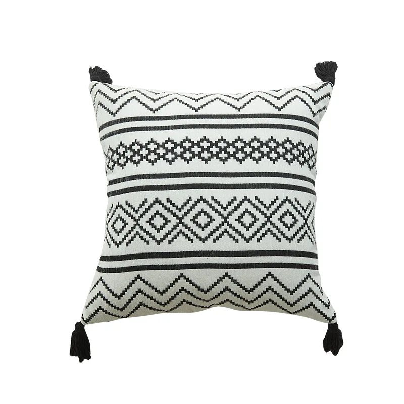 Nordic Morocco chenille geometric jacquard tassel pillow cover sofa cushion 45 * 45cm | Cushion