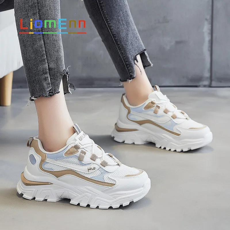 

Women's Chunky Sneakers Women Shoes High Platform White Casual Sport Shoes 2021 Spring Vulcanized Tennis Female basket femme