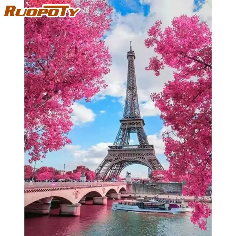 

RUOPOTY Picture By Numbers Kits For Adults Children Flower Towel Landscape Paints HandPainted Home Decoration Wall Art Painting