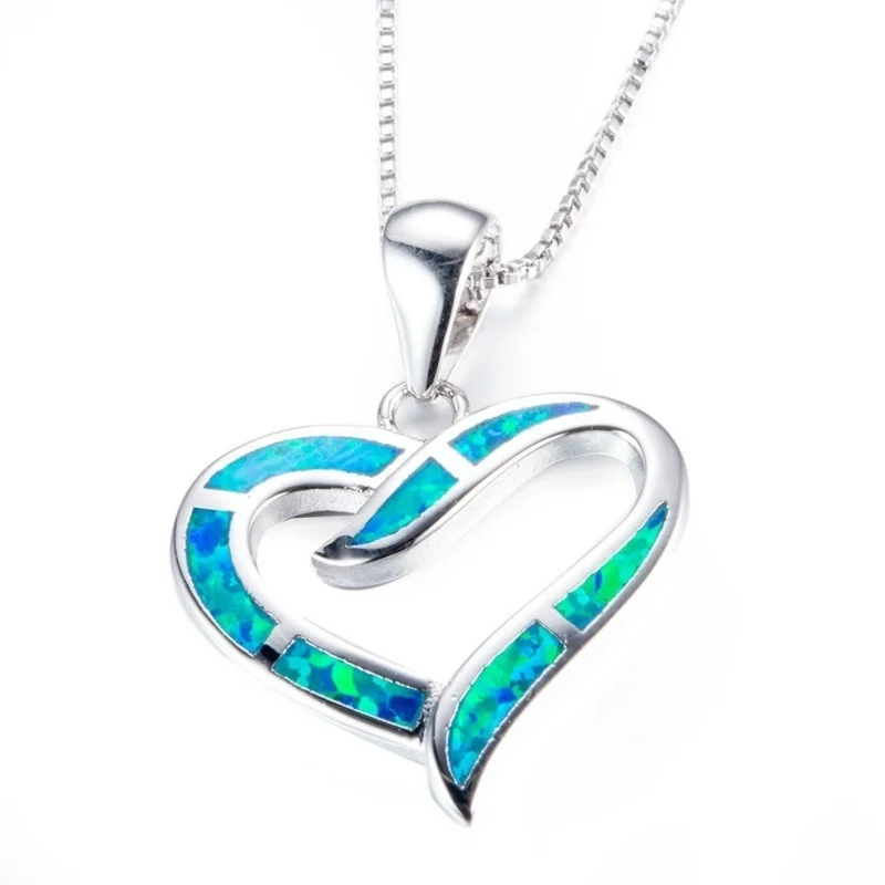 

FDLK New Fashion Luxury Alloy Heart-shaped Opal Necklace Bridal Personality Charm Wedding Jewelry