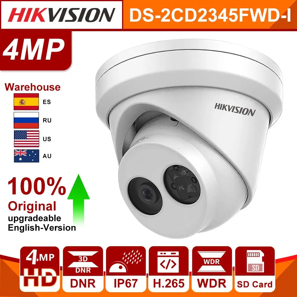 HIKVISION 4MP ИК фиксированная револьверная Сетевая купольная камера DS 2CD2345FWD I POE ip