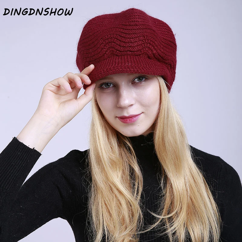 Женская вязаная шапка [DINGDNSHOW] теплая хлопковая бини зимняя 2019|Женские Skullies и