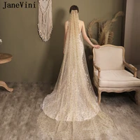 janevini luxury gold stars wedding veils hair accessories bridal veil with comb long chapel bride veil one layer 2 3 meters