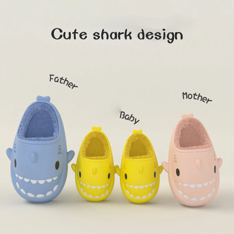 Тапочки унисекс водонепроницаемые с мультяшными акулами хлопковые тапочки