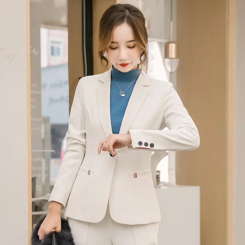 Женские костюмы облегающий осенний пиджак и брюки комплект из 2 предметов