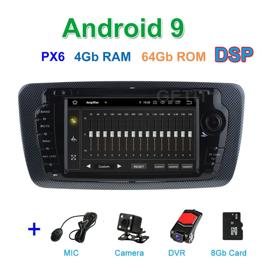 PX6 4G CAM DVR SD DSP 64G PX6 Android 9 Автомобильный DVD стерео радиоплеер gps для сиденья Ibiza с WiFi BT видео - Цвет: PX6 4G CAM DVR SD