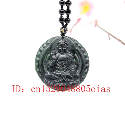 Натуральный черный зеленый нефрит обсидиан Будда кулон бусины ожерелье