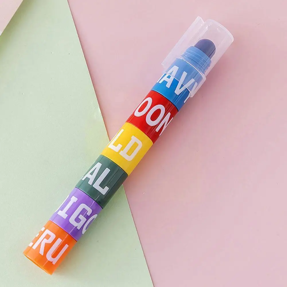 

6 In One Portable Color Highlighter Stitching Pen Note Highlighter Soft Mark Pen Color Highlighter Drawing Art Col B7h2