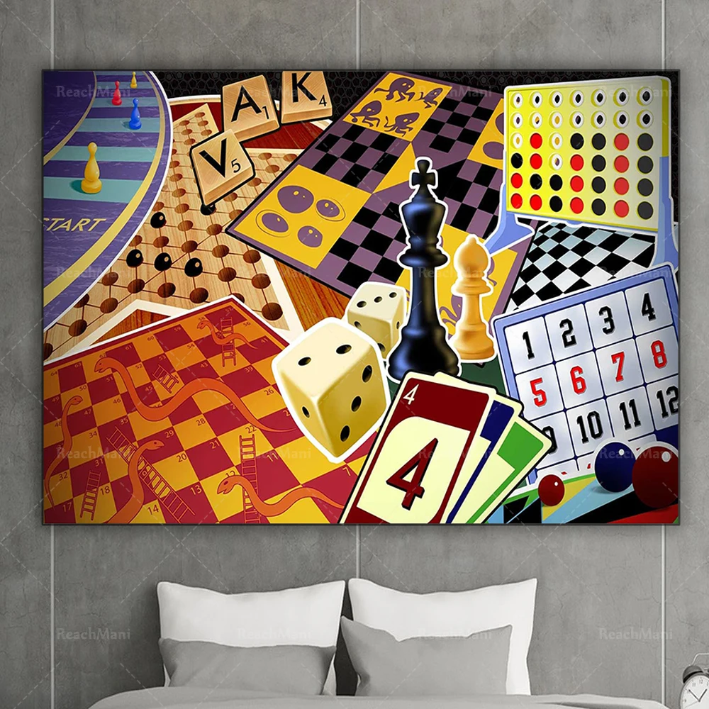 

Board game pictures, indoor gambling art design, classic family game printing, creative wall decoration posters