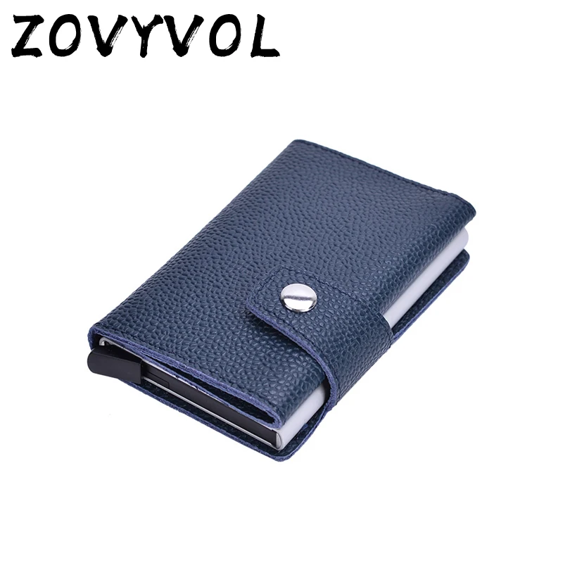 

ZOVYVOL Antitheft Vintage Credit Card Holder Blocking Rfid Wallet Unisex Security Information Aluminum Purse Genuine Leather