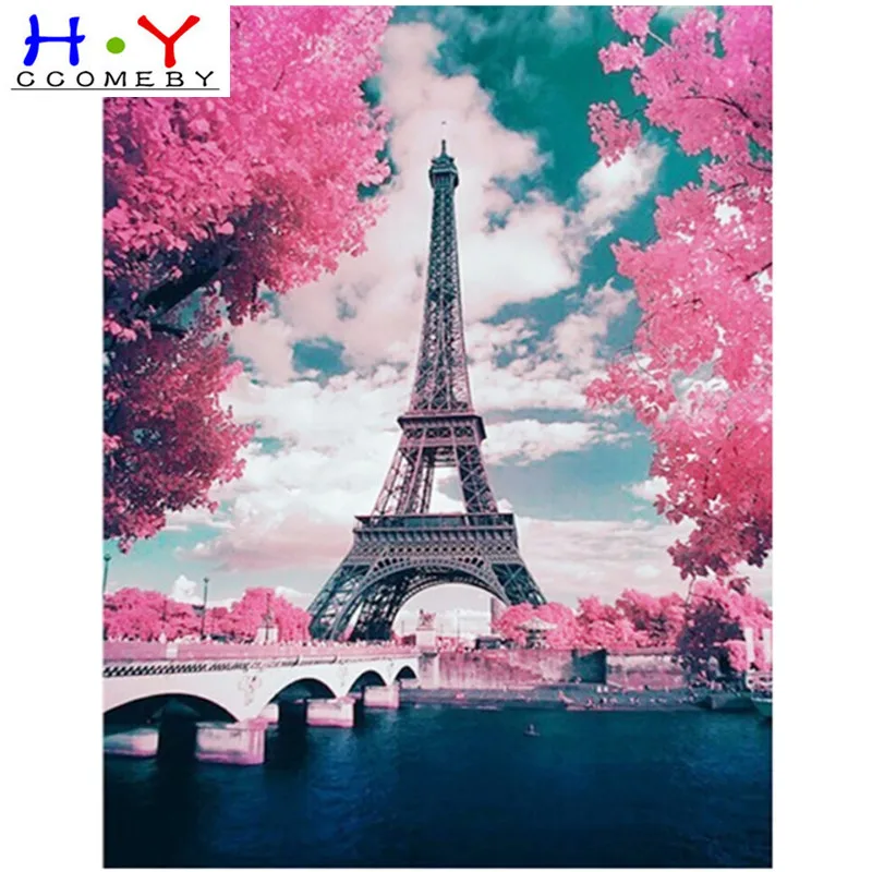 

Picture Paris Eiffel Tower Cross-Stitch Kit Paint By Numbers Diy Full 5D Diamond Painting Embroidery Mosaic Accessories