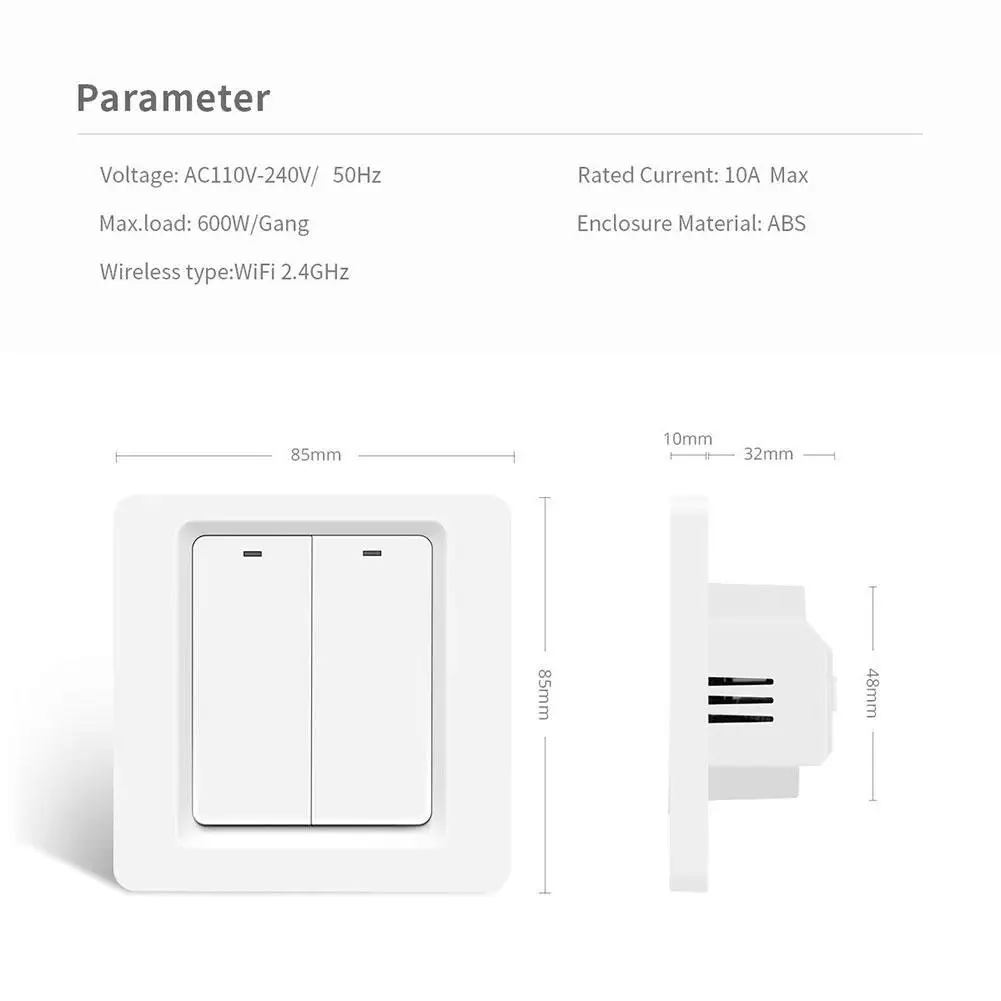 

WiFi Smart Light Switch Wall Pressure Switches Intelligent Wireless Remote Control Interruptor H2O9