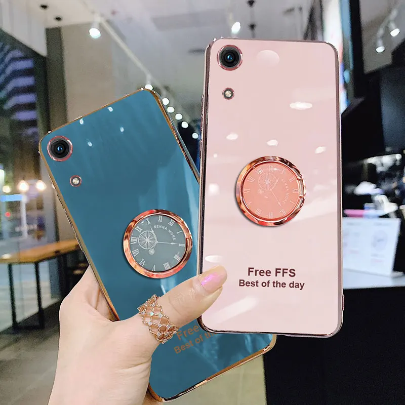 Luxury Silicone Case For Huawei Y6 2019 phone Case For Huawei Y6S Cover Shockproof Stand Holder Case Huawei Y6 2019 Y6S