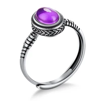 fashion design womens color change mood stone real 925 sterling silver ring