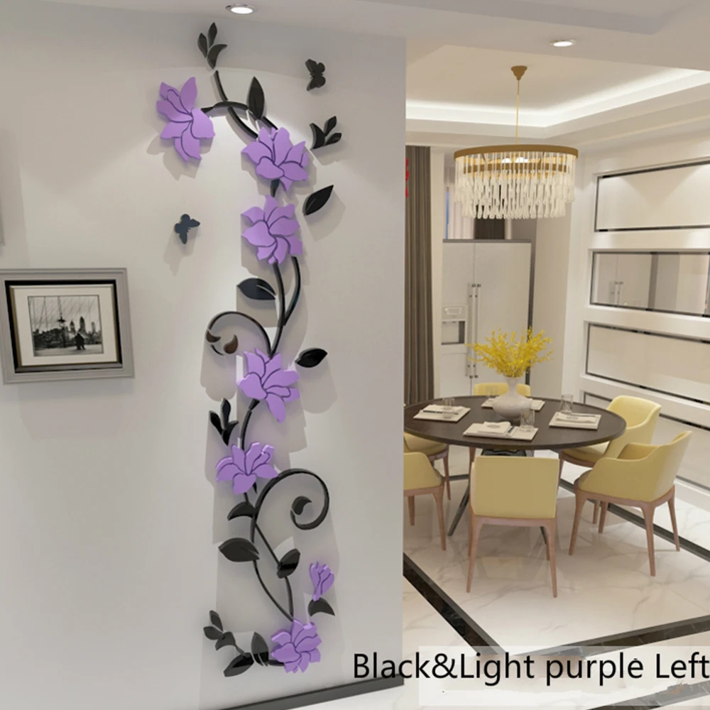 

3D Wall Stickers Warm Rose Flower Vine Stickers Room Decoration Wall Stickers Home Decor Creative Colorful Waterproof Left
