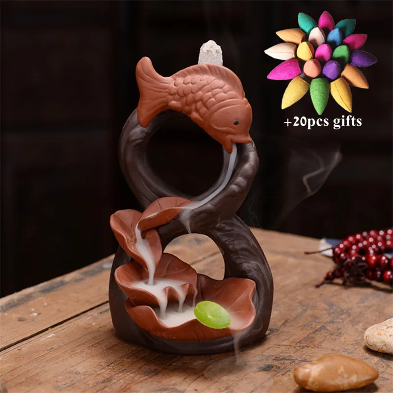 Курильница для благовоний ручной работы керамическая подставка в виде рыбы