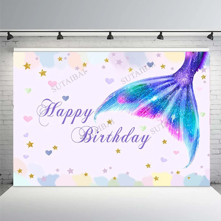 

Фон для фотосъемки с изображением русалки для дня рождения девушки торта разбивечерние подводная рыба весы красочные боке Фото фоны для фо...