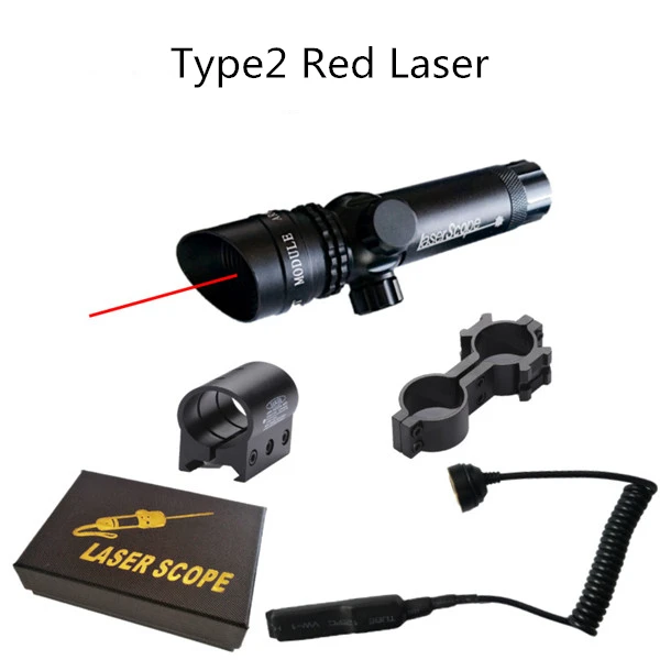 Type2 Red Laser Зеленый/красный точечный лазерный прицел набор тактическое оружие Регулируемый дистанционный переключатель давления винтовка прицел+ рейка крепление для ружья охоты - Цвет: Type2 Red Laser