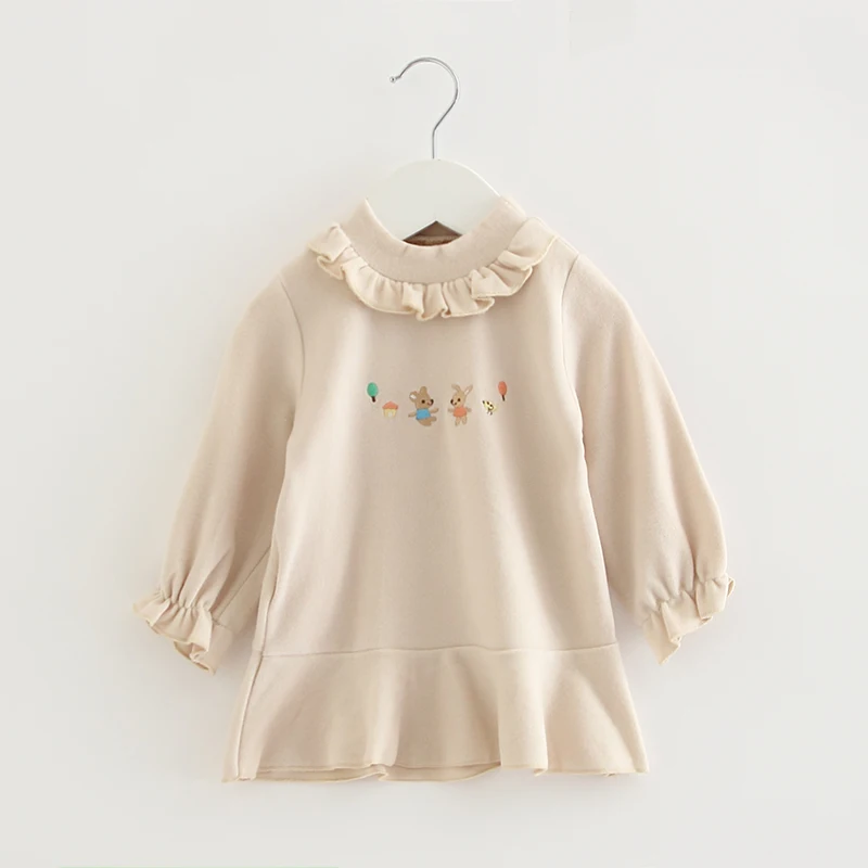 Платье для девочек Сезон осень-зима Теплое бархатное платье принцессы с вышивкой