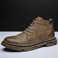 high quality british men work boots autumn winter shoes men fashion lace up martin boots pu leather male boots men