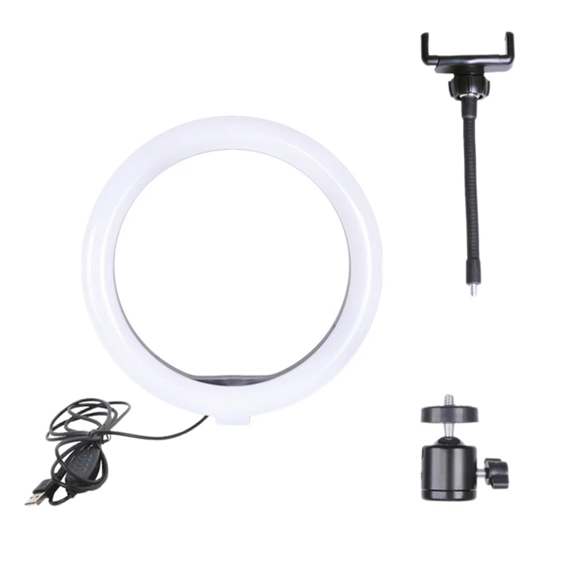 

10-дюймовый кольцевой светильник со встроенным держателем, светодиодный кольцевой светильник для фотосъемки, макияжа, селфи и потокового ви...