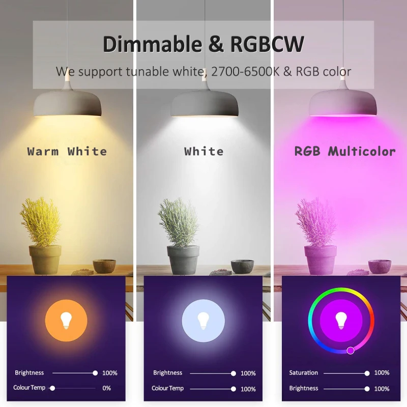 

B22/E27 Smart LED Bulb 15W WiFi RGB Color Changing App Control for Alexa/Google+