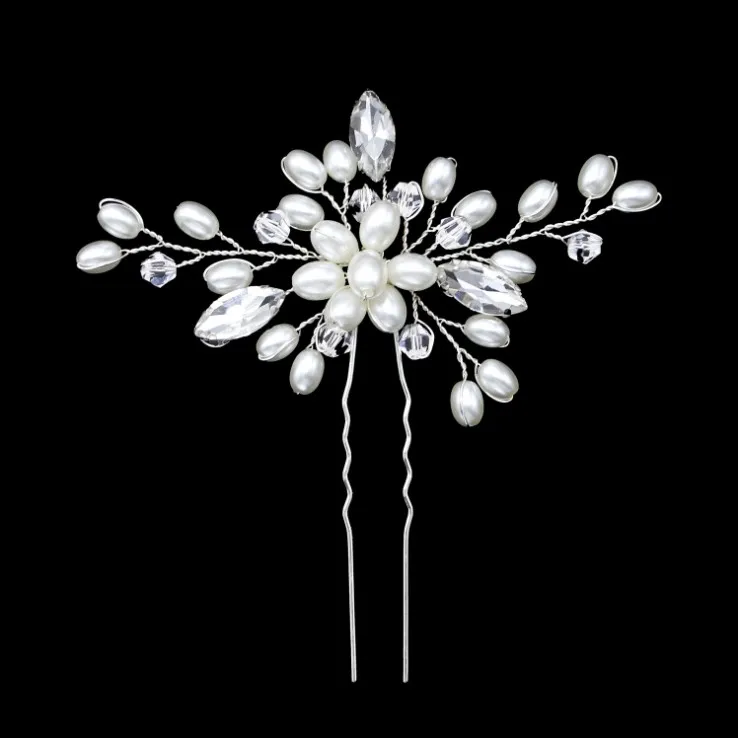 Женская заколка для волос с жемчугом и цветком невесты | Украшения аксессуары