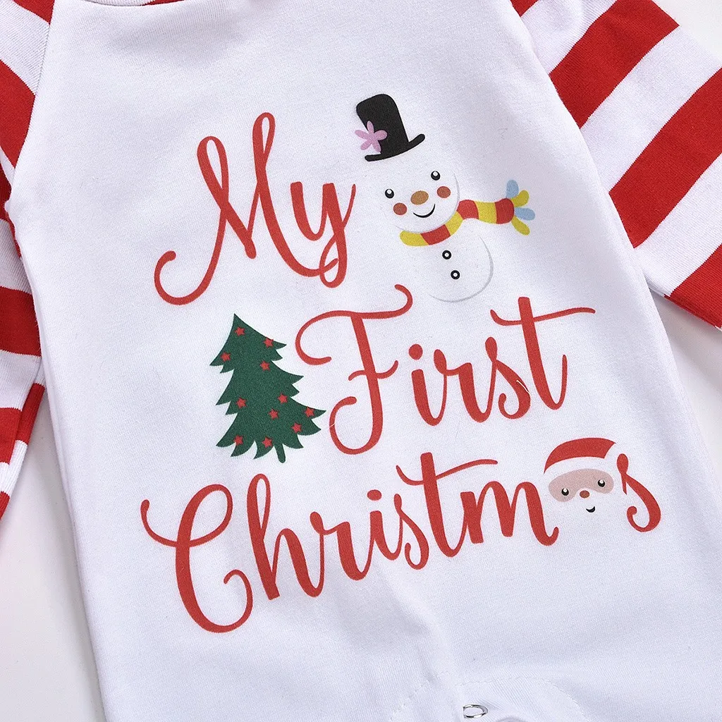 Baby Boys Christmas Rompers Toddler Baby Boy Girl Cartoon Letter Printed Hoodie Romper Infantil Jumpsuits Newborn Clothes