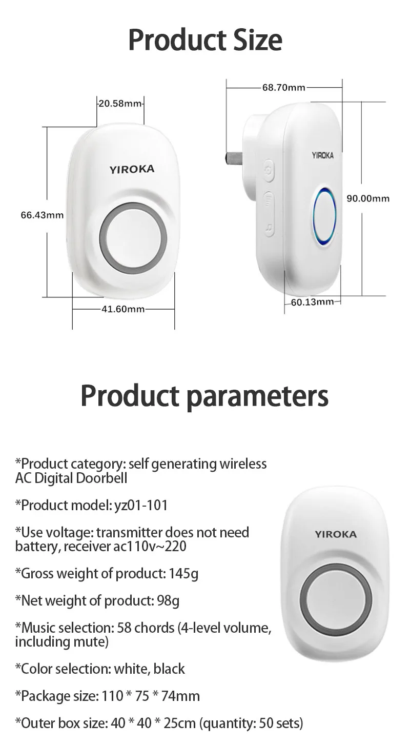 

Wireless Doorbell Home Security Welcome Alarm Kit 58chimes Smart Doorbell PIR 58 Melodies 4 Volume Window Sensor Door Bell 2021